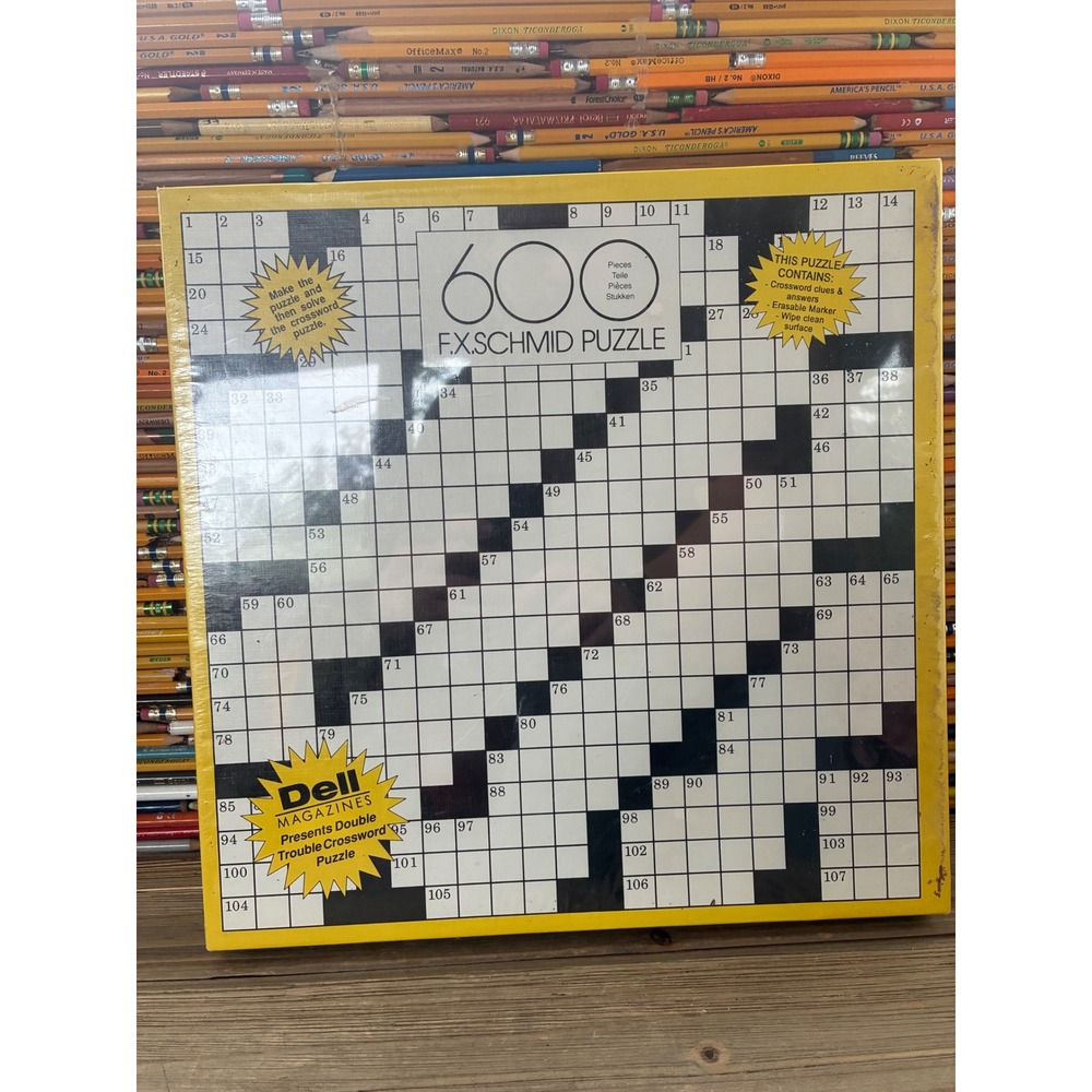F.X. Schmid Dell Magazines Double Trouble Crossword Puzzle 600 Piece Vintage NEW